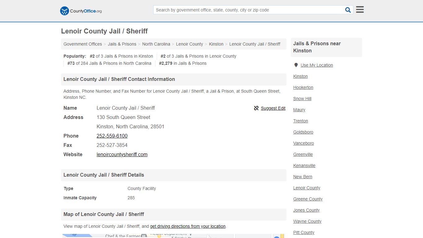 Lenoir County Jail / Sheriff - Kinston, NC (Address, Phone ...